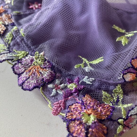 Cosabella Abri Curvy Tall Triangle 34DD Bra Purple Floral Bralette Lingerie - Picture 5 of 6